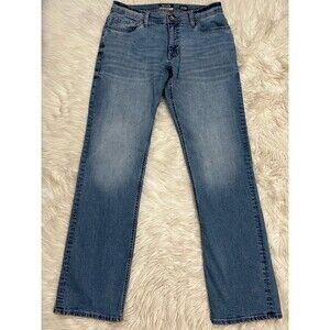 Reclaim Straight Leg Relaxed Fit Light Wash Denim Fading Design Jeans Mens 32x34